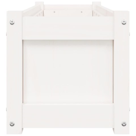 DONICA OGRODOWA BIAŁA 90X31X31CM LITE DREWNO SOSNOWE