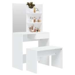ZESTAW TOALETKA KOSMETYCZNA TABORET STOLIK MAKIJAŻ BIAŁA 74,5X40X141CM