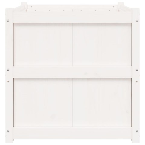 DONICA OGRODOWA BIAŁA 70X70X70CM LITE DREWNO SOSNOWE