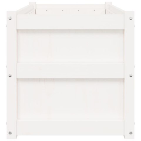 DONICA OGRODOWA BIAŁA 90X50X50CM LITE DREWNO SOSNOWE