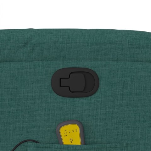 ROZKŁADANY FOTEL MASUJĄCY CIEMNOZIELONY OBITY TKANINĄ