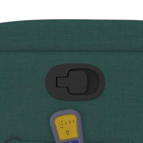 ROZKŁADANY FOTEL MASUJĄCY CIEMNOZIELONY OBITY TKANINĄ