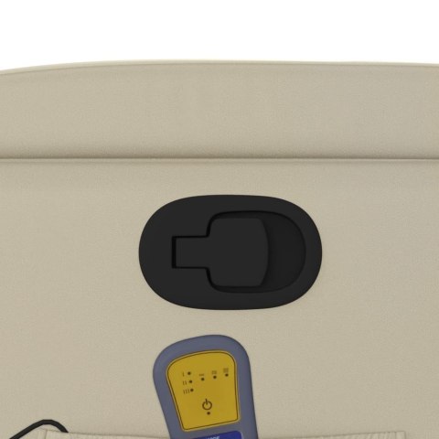 ROZKŁADANY FOTEL MASUJĄCY KREMOWE SZTUCZNA SKÓRA