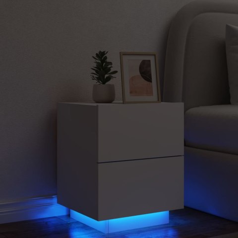 SZAFKA NOCNA Z LED BIAŁA 45X40X55CM USB