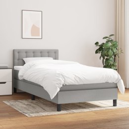 ŁÓŻKO KONTYNENTALNE Z MATERACEM JASNOSZARE TKANINA 80X200CM