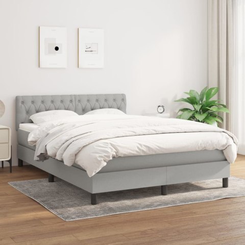 ŁÓŻKO KONTYNENTALNE Z MATERACEM JASNOSZARE 140X200CM TKANINA