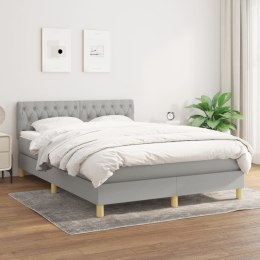 ŁÓŻKO KONTYNENTALNE Z MATERACEM JASNOSZARE 140X200CM TKANINA