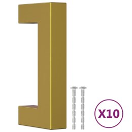 UCHWYTY MEBLOWE DO SZAFEK SZUFLAD KUCHENNYCH 10 SZT. ZŁOTE 64MM STAL NIERDZ.