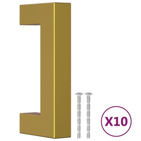 UCHWYTY MEBLOWE DO SZAFEK SZUFLAD KUCHENNYCH 10 SZT. ZŁOTE 64MM STAL NIERDZ.