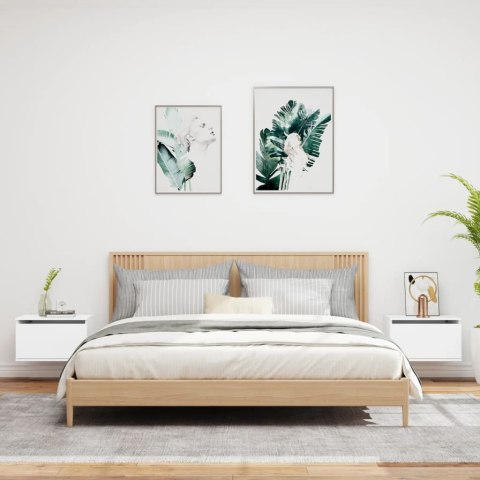 WISZĄCE SZAFKI NOCNE Z LED 2 SZT. BIAŁE