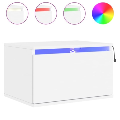 WISZĄCE SZAFKI NOCNE Z LED 2 SZT. BIAŁE