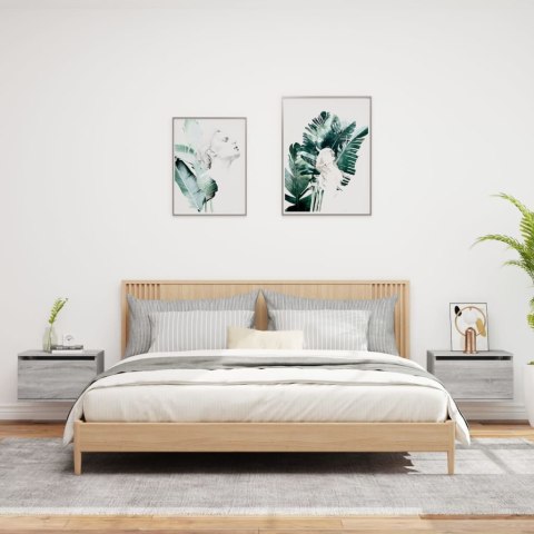 WISZĄCE SZAFKI NOCNE Z LED 2 SZT. SZARY DĄB SONOMA