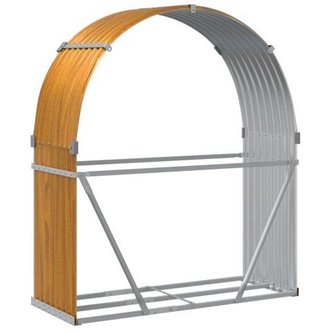 STOJAK NA DREWNO JASNY BRĄZ 120X45X140CM STAL GALWANIZOWANA