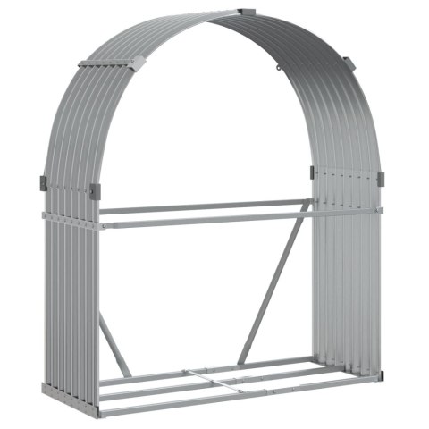 STOJAK NA DREWNO JASNOSZARY 120X45X140CM STAL GALWANIZOWANA