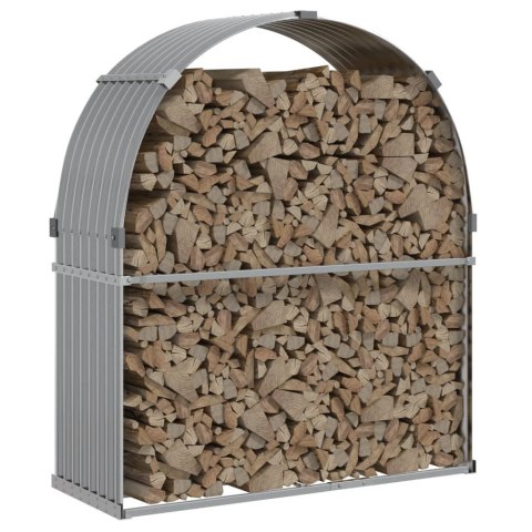 STOJAK NA DREWNO JASNOSZARY 120X45X140CM STAL GALWANIZOWANA