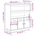 SZAFKA SZARA 100X40X108,5CM DREWNO SOSNOWE