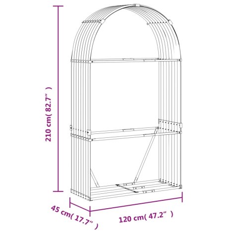 STOJAK NA DREWNO ZIELONY 120X45X210CM STAL GALWANIZOWANA