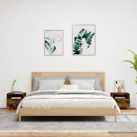 SZAFKI NOCNE Z LED 2 SZT. PRZYDYMIONY DĄB 40X39X37CM