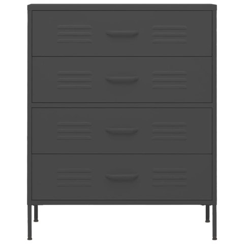 SZAFKA Z SZUFLADAMI ANTRACYTOWA 80X35X101,5CM STALOWA