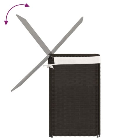 KOSZ NA PRANIE 2 KOMORY CIEMNY BRĄZ 53X35X57CM POLIRATTAN