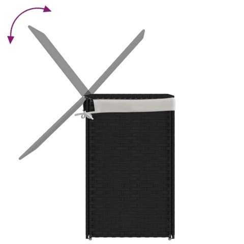 KOSZ NA PRANIE Z 2 KOMORAMI CZARNY 53X35X57CM POLIRATTAN