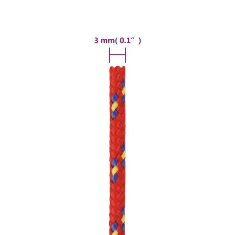 LINKA ŻEGLARSKA CZERWONA 3MM 100M POLIPROPYLEN