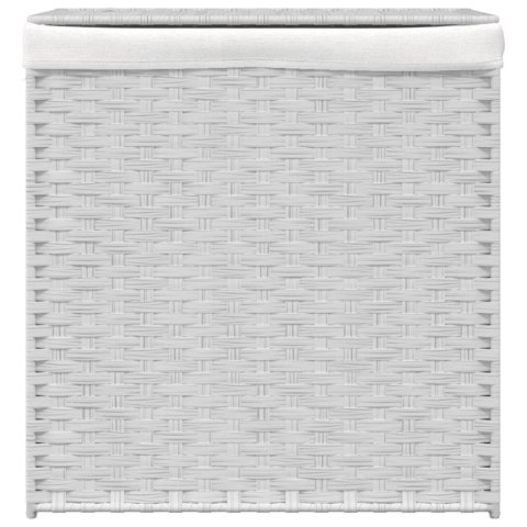 KOSZ NA PRANIE Z 2 KOMORAMI BIAŁY 53X35X57CM POLIRATTAN