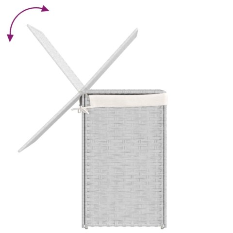 KOSZ NA PRANIE Z 2 KOMORAMI BIAŁY 53X35X57CM POLIRATTAN