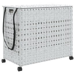 KOSZ NA PRANIE Z KÓŁKAMI BIAŁY 66X35X60CM RATTAN
