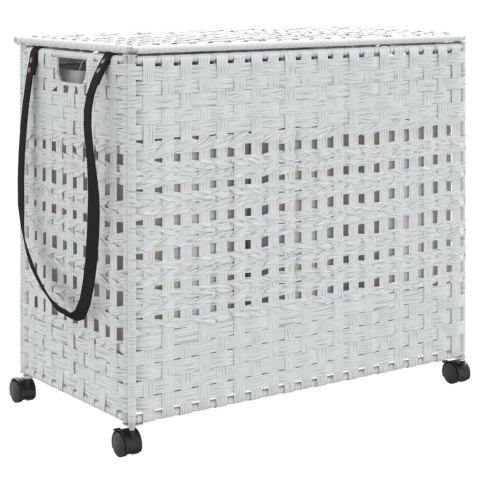 KOSZ NA PRANIE Z KÓŁKAMI BIAŁY 66X35X60CM RATTAN