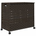 KOSZ NA PRANIE Z KÓŁKAMI CIEMNY BRĄZ 66X35X60CM RATTAN