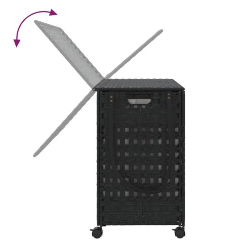 KOSZ NA PRANIE Z KÓŁKAMI CZARNY 66X35X60CM RATTAN