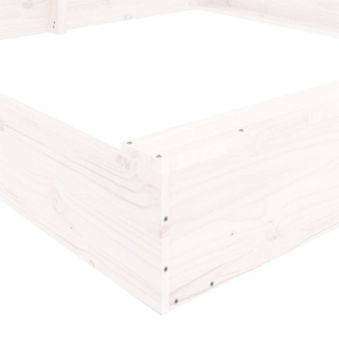 PIASKOWNICA Z SIEDZISKAMI BIAŁA KWADRATOWA DREWNO SOSNOWE