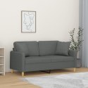 2-OSOBOWA SOFA Z PODUSZKAMI CIEMNOSZARA 140CM TKANINA