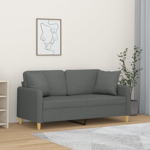 2-OSOBOWA SOFA Z PODUSZKAMI CIEMNOSZARA 140CM TKANINA