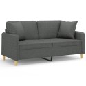 2-OSOBOWA SOFA Z PODUSZKAMI CIEMNOSZARA 140CM TKANINA