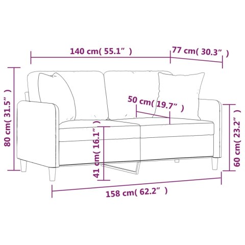 2-OSOBOWA SOFA Z PODUSZKAMI CIEMNOSZARA 140CM TKANINA