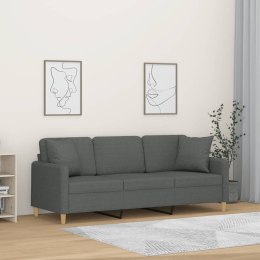 3-OSOBOWA SOFA Z PODUSZKAMI CIEMNOSZARA 180CM TKANINA