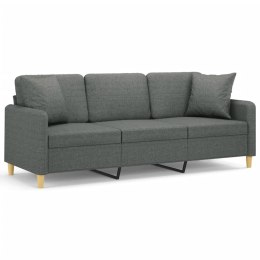 3-OSOBOWA SOFA Z PODUSZKAMI CIEMNOSZARA 180CM TKANINA