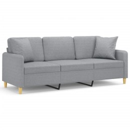 3-OSOBOWA SOFA Z PODUSZKAMI JASNOSZARA 180CM TKANINA