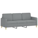 3-OSOBOWA SOFA Z PODUSZKAMI JASNOSZARA 180CM TKANINA