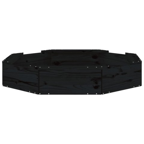 PIASKOWNICA Z SIEDZISKAMI CZARNA OŚMIOKĄTNA DREWNO SOSNOWE