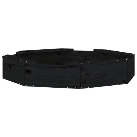 PIASKOWNICA Z SIEDZISKAMI CZARNA OŚMIOKĄTNA DREWNO SOSNOWE