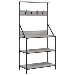 REGAŁ KUCHENNY Z HACZYKAMI 4-POZIOMOWY SZARY DĄB SONOMA