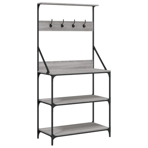 REGAŁ KUCHENNY Z HACZYKAMI 4-POZIOMOWY SZARY DĄB SONOMA