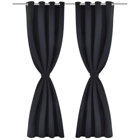 CZARNE ZASŁONY ZACIEMNIAJĄCE Z METALOWYMI OTWORAMIX2 135X245CM