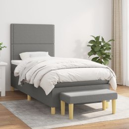ŁÓŻKO KONTYNENTALNE Z MATERACEM CIEMNOSZARA TKANINA 90X200CM