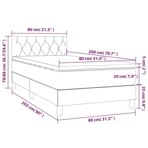ŁÓŻKO KONTYNENTALNE Z MATERACEM TAUPE TKANINA 80X200CM