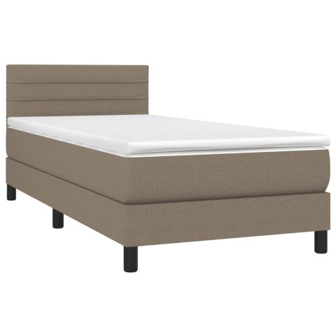 ŁÓŻKO KONTYNENTALNE Z MATERACEM TAUPE TKANINA 80X200CM