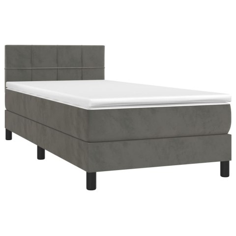 ŁÓŻKO KONTYNENTALNE Z MATERACEM CIEMNOSZARY AKSAMIT 80X200CM